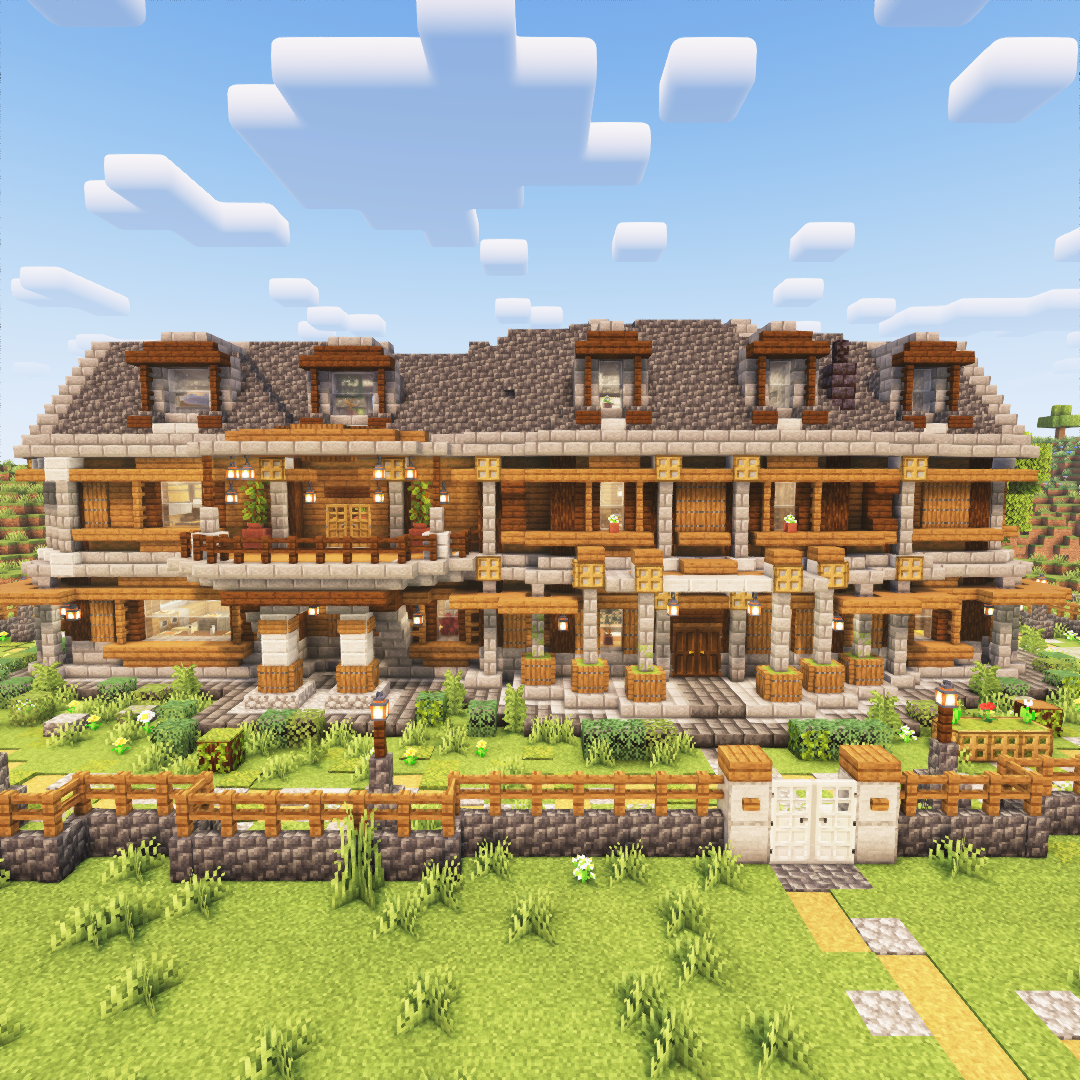 Large Wooden Spruce House With Balcony